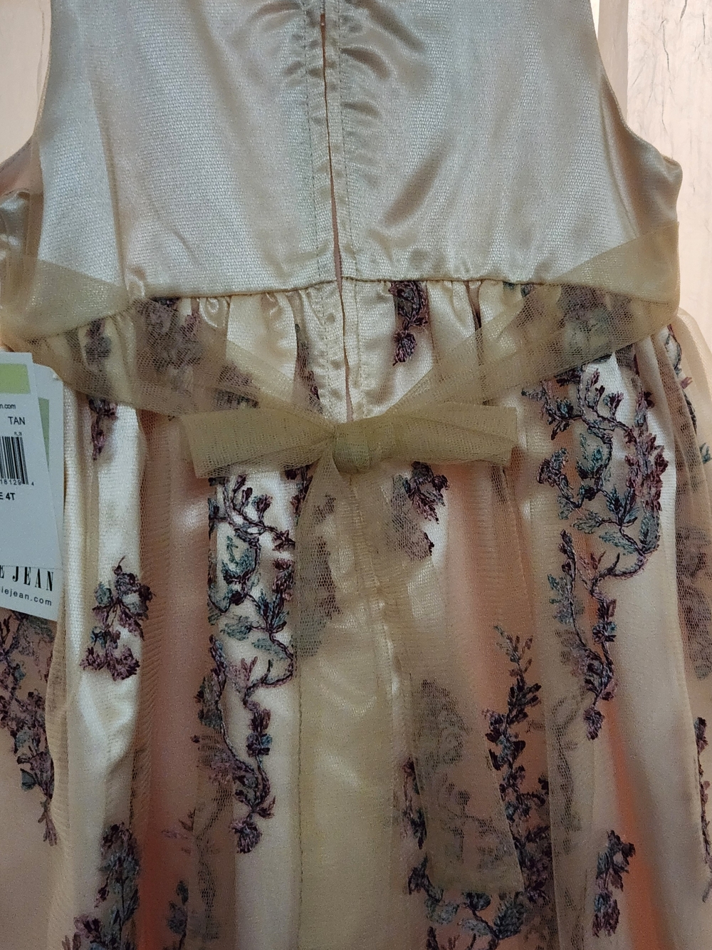 Bonnie Jean Ivory Dress with Purple Floral Embroidery, S-4T, NWT - Picture 8 of 10
